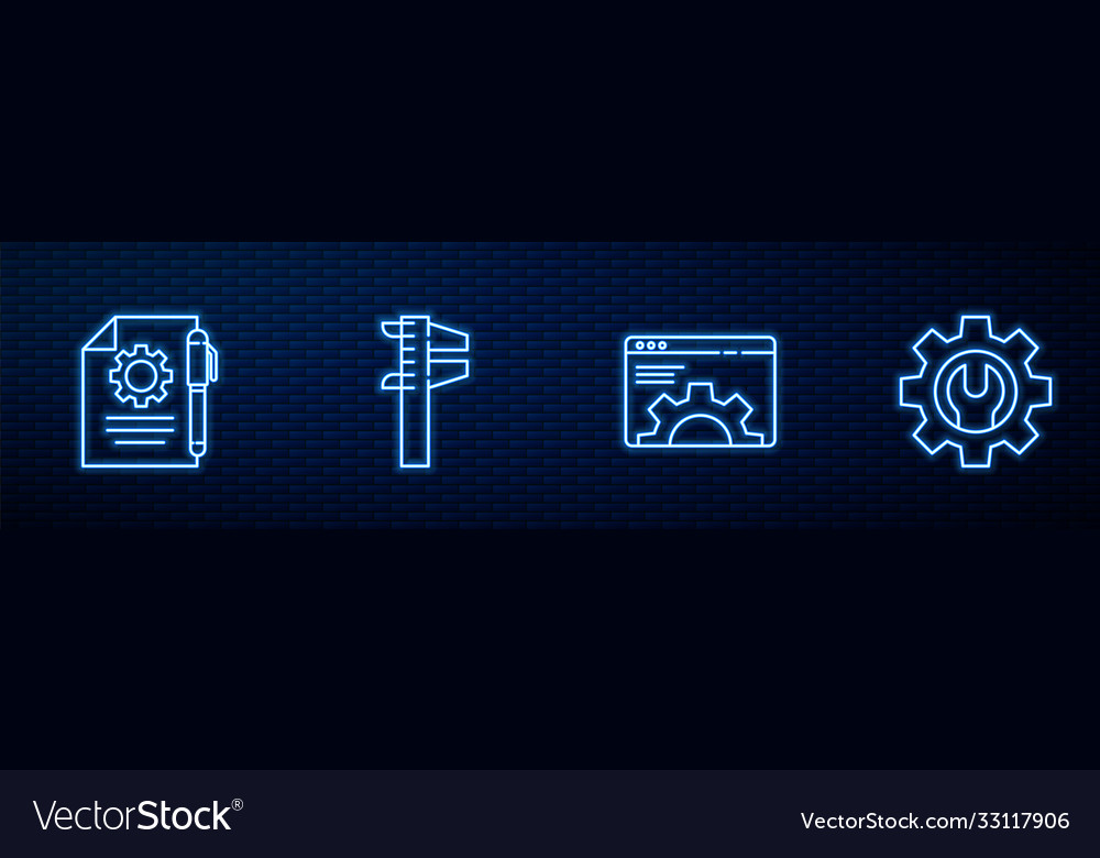Set line browser setting document settings vector image Set line browser setting document settings