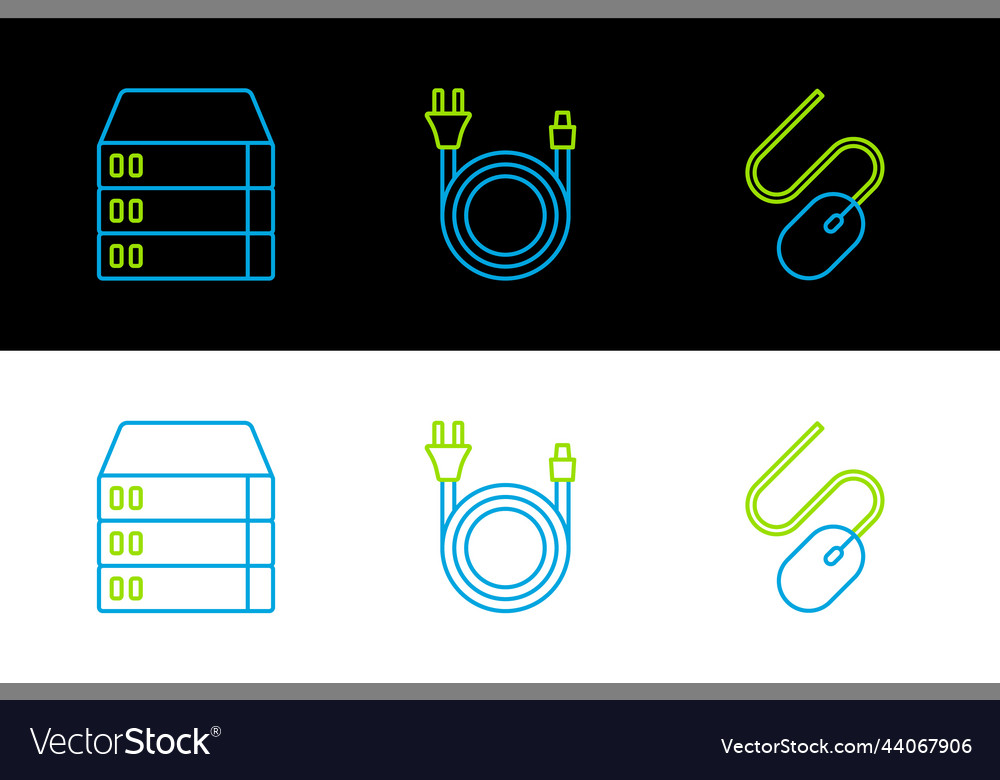 Set line computer mouse server data web hosting vector image Set line computer mouse server data web hosting