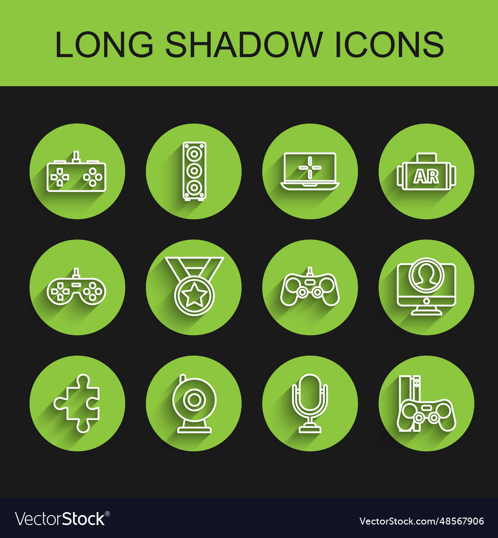 Set line piece of puzzle web camera gamepad vector image Set line piece of puzzle web camera gamepad