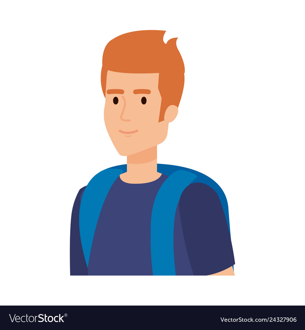 Young man with travelbag avatar character