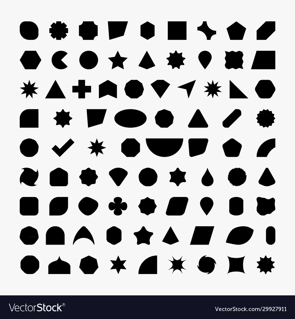 Geometric shapes with labels set 12 basic Vector Image