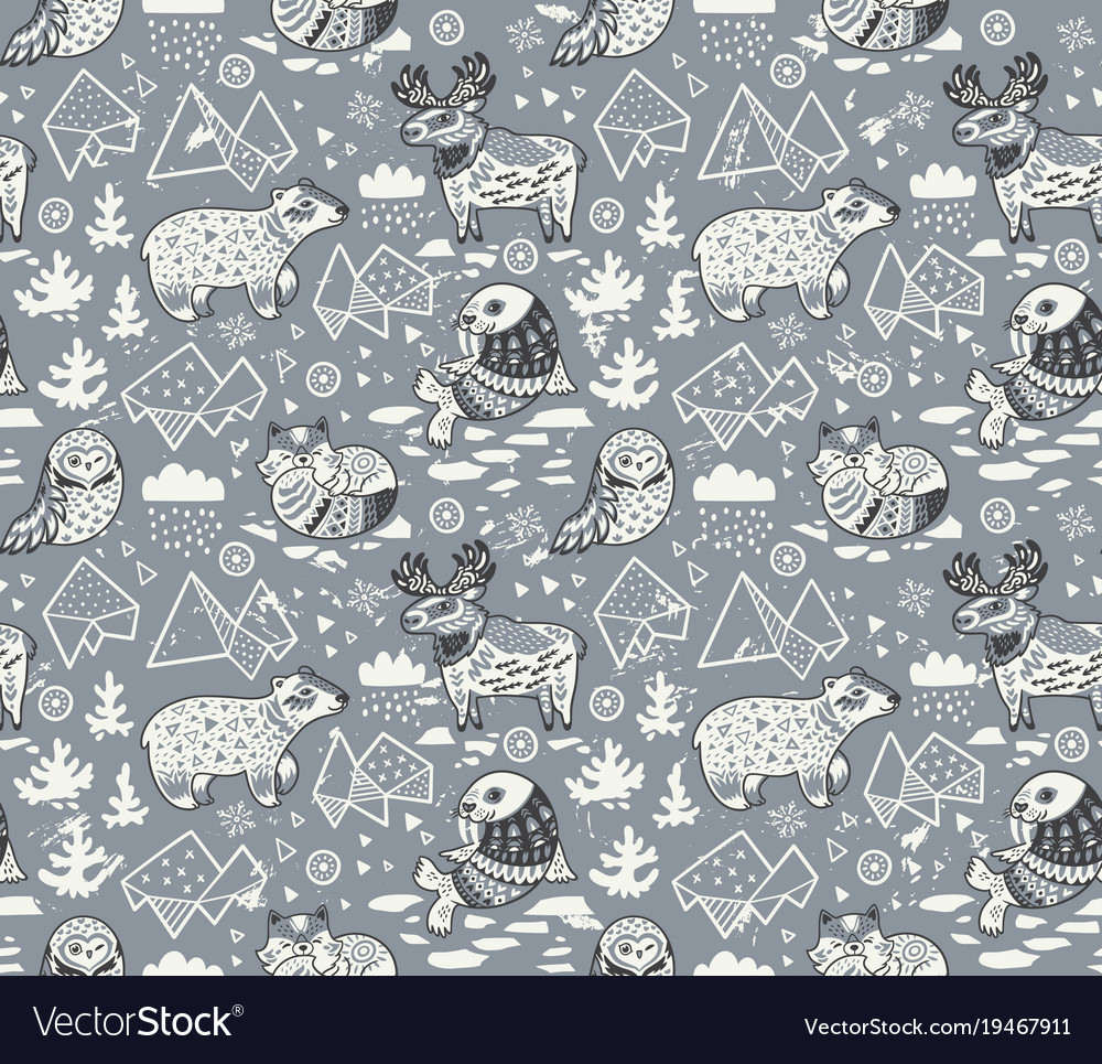 Arctic Animal Seamless Pattern