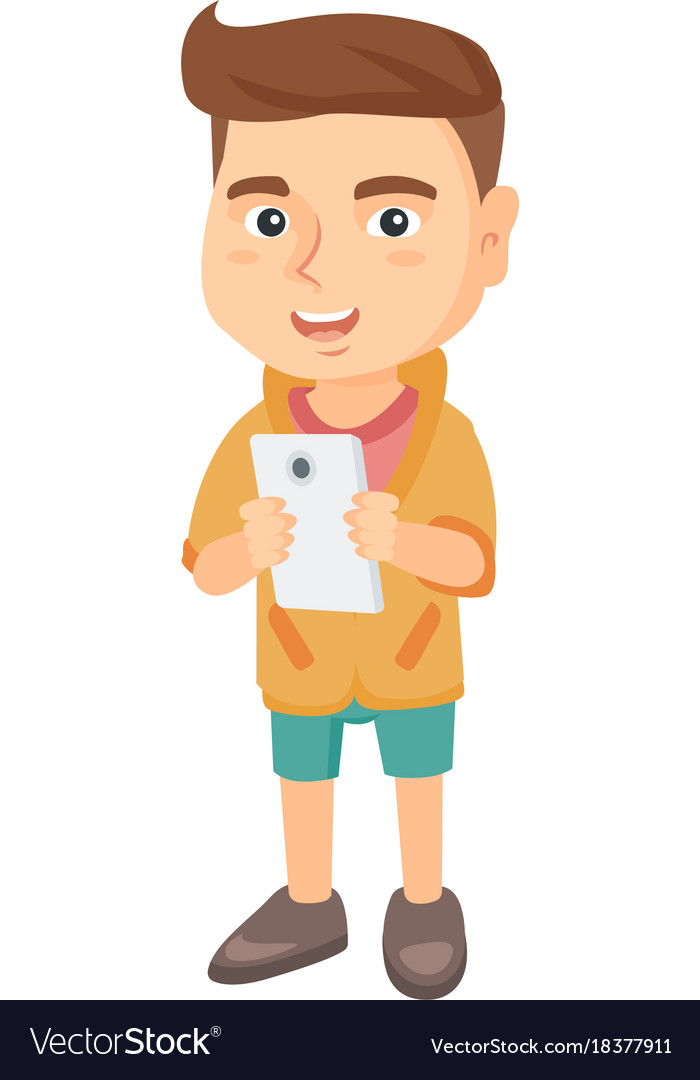 Caucasian using a smartphone Royalty Free Vector Image