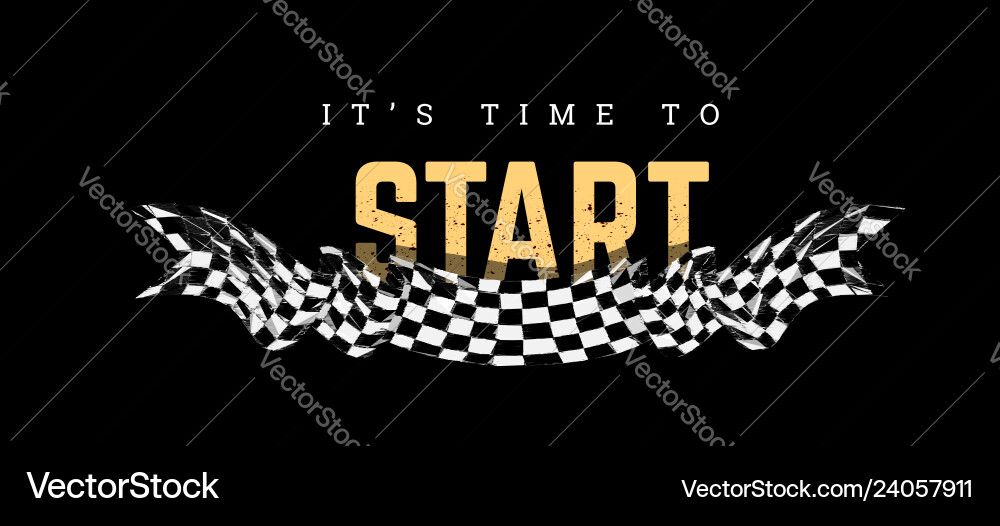 Checkered flag with word start t-shirt design Vector Image