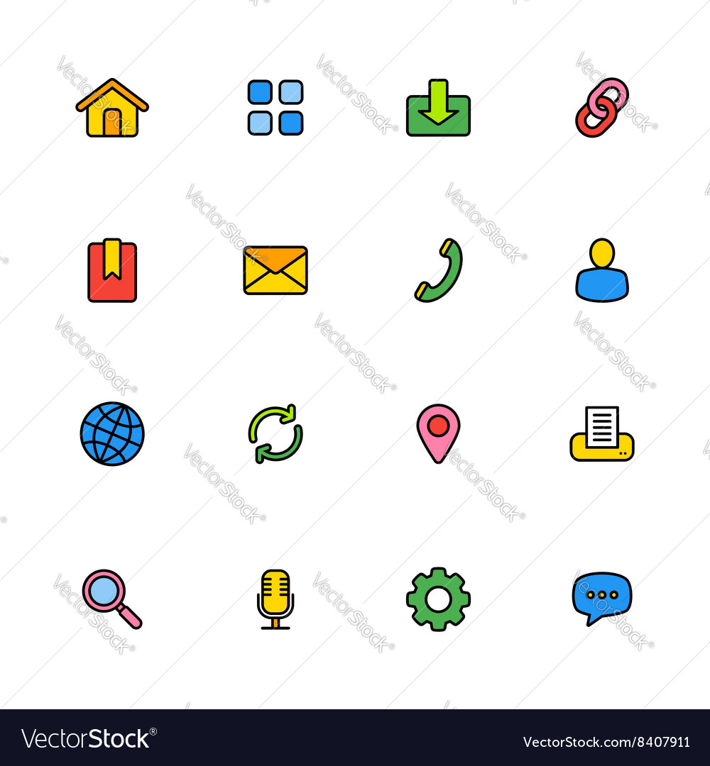 Colorful line simple web icon set