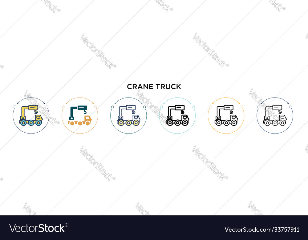 Kran LKW-Symbol in gefüllter dünner Linie Umriss