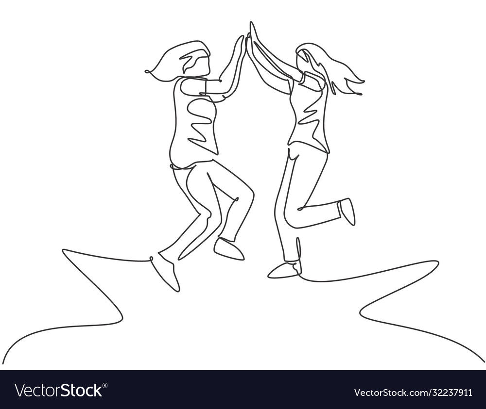 Friendship concept single line drawing two Vector Image