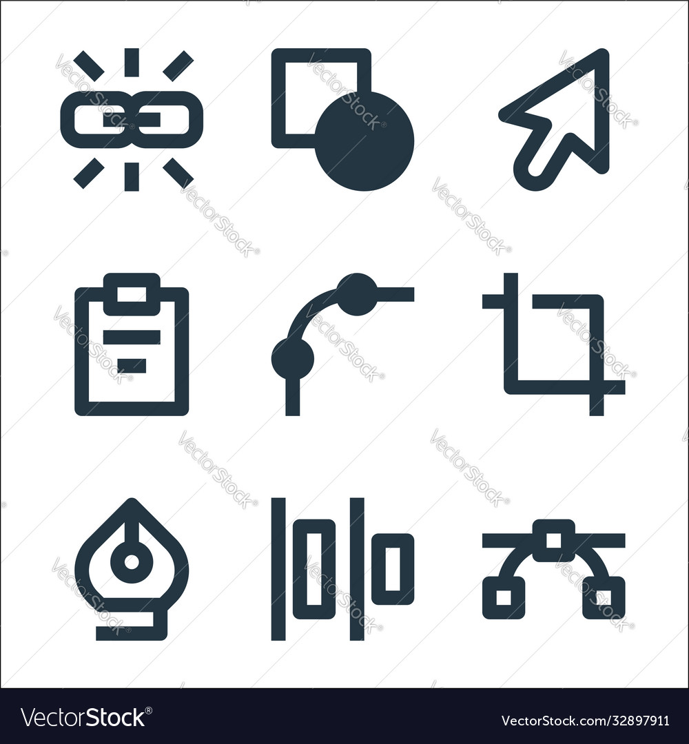 Graphic design line icons linear set quality vector image Graphic design line icons linear set quality