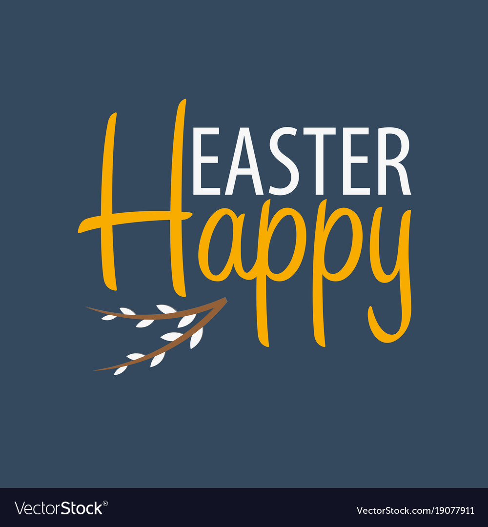 Happy easter banner text with willow