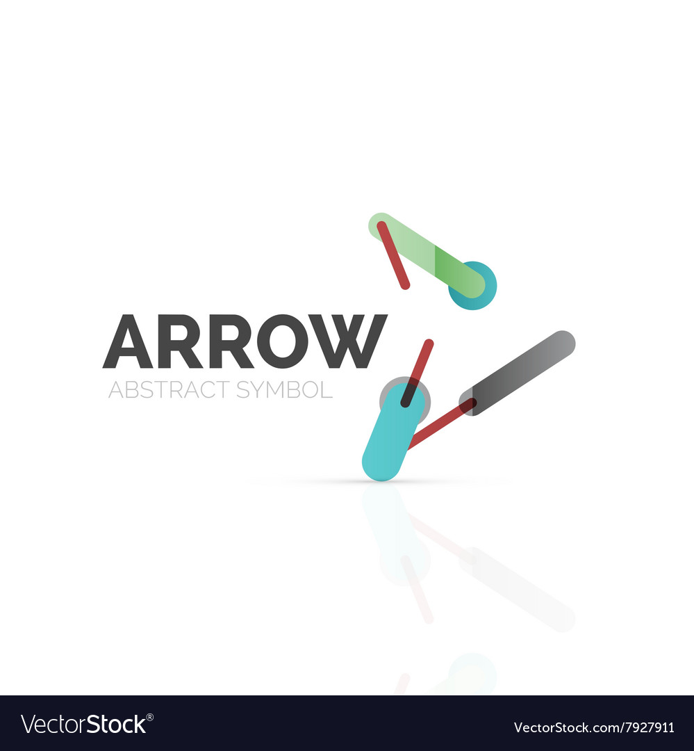 Linear arrow abstract logo connected multicolored