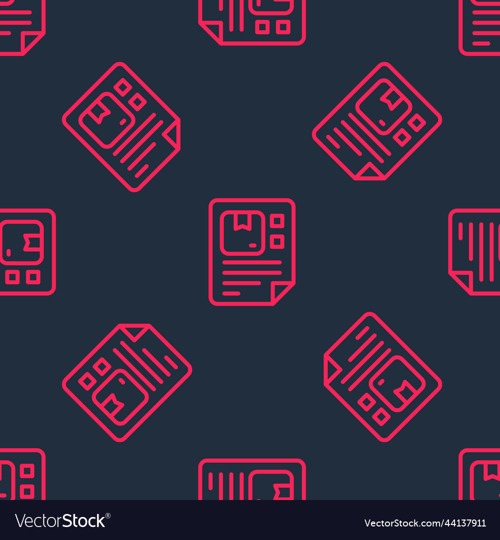 Red line waybill icon isolated seamless pattern vector image Red line waybill icon isolated seamless pattern