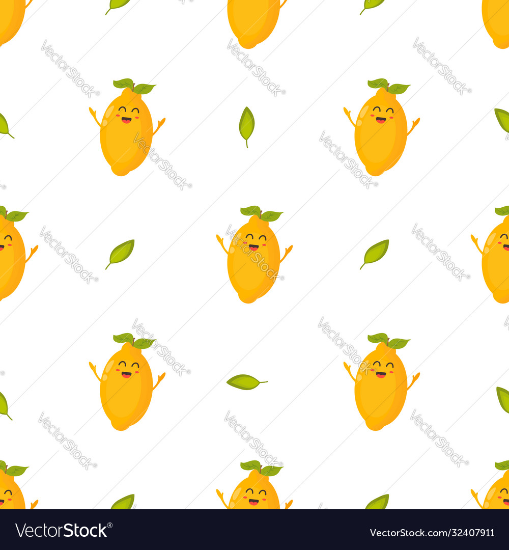 Seamless pattern with funny lemon characters