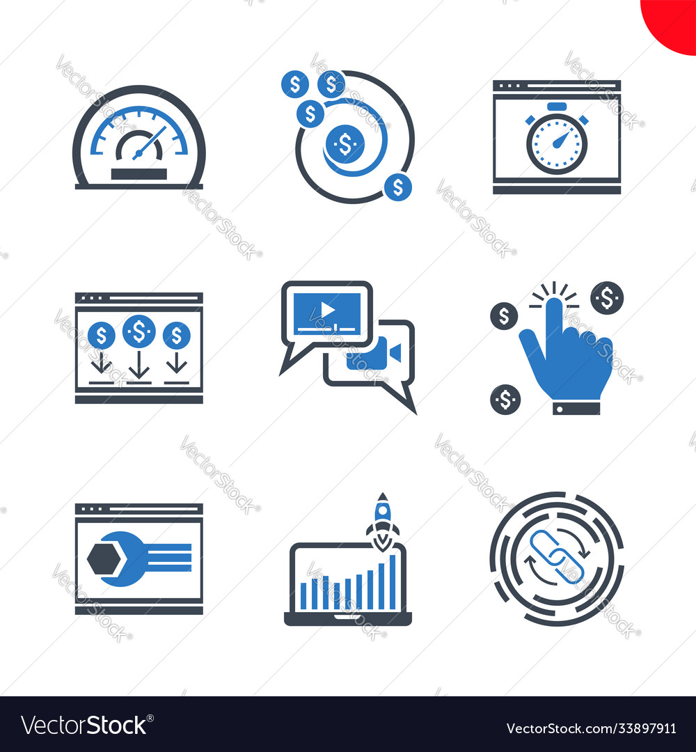Seo and web opimization icons set vector image Seo and web opimization icons set