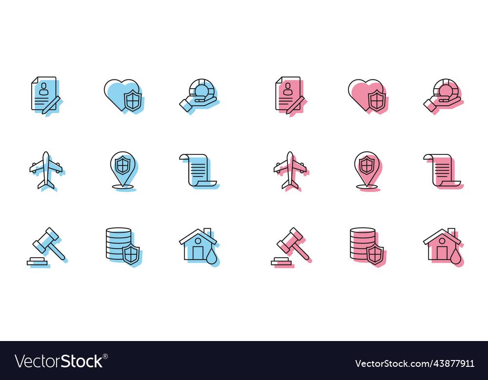 Set line judge gavel money with shield document vector image Set line judge gavel money with shield document