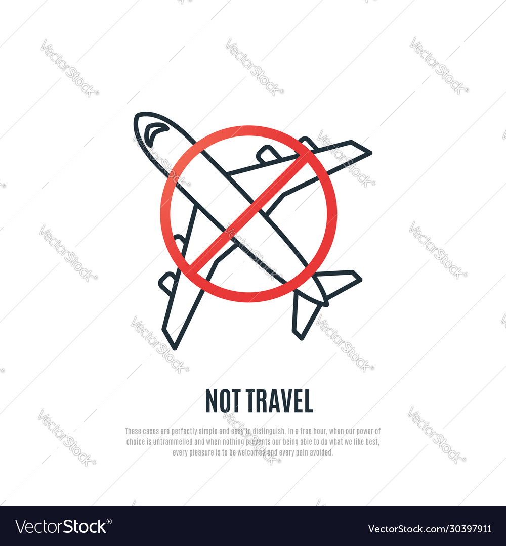 Stop aviation line icon prohibiting sign