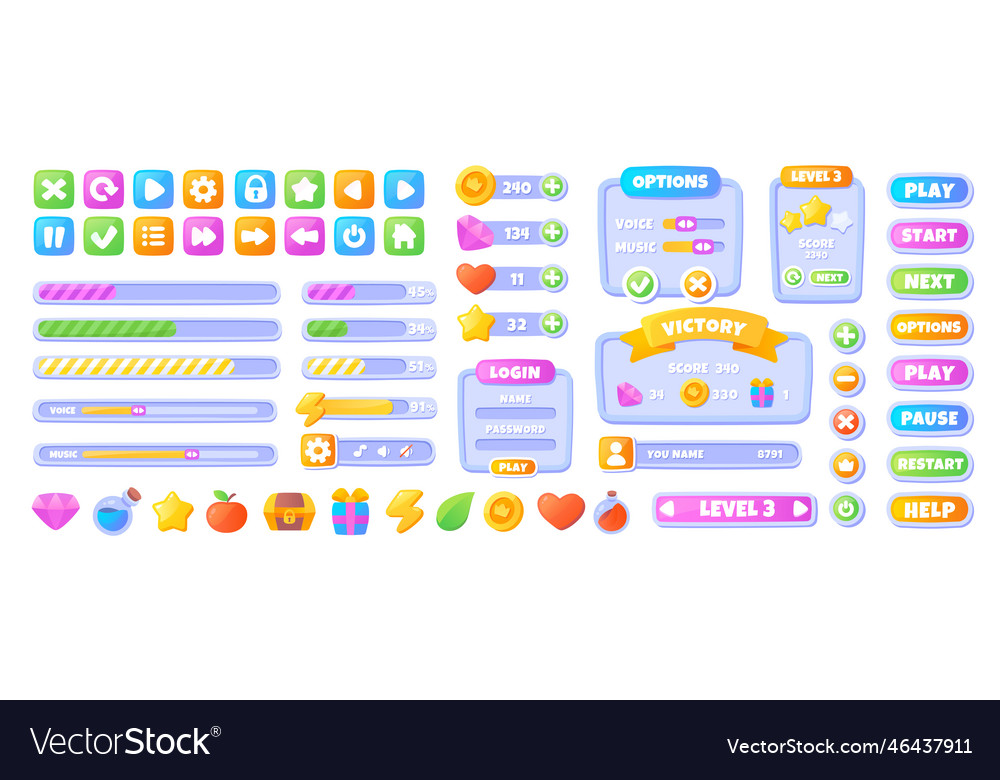 Ui interface set vector image Ui interface set