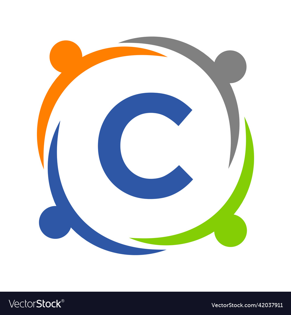 Unity team work logo design with c letter Vector Image Unity team work logo design with c letter