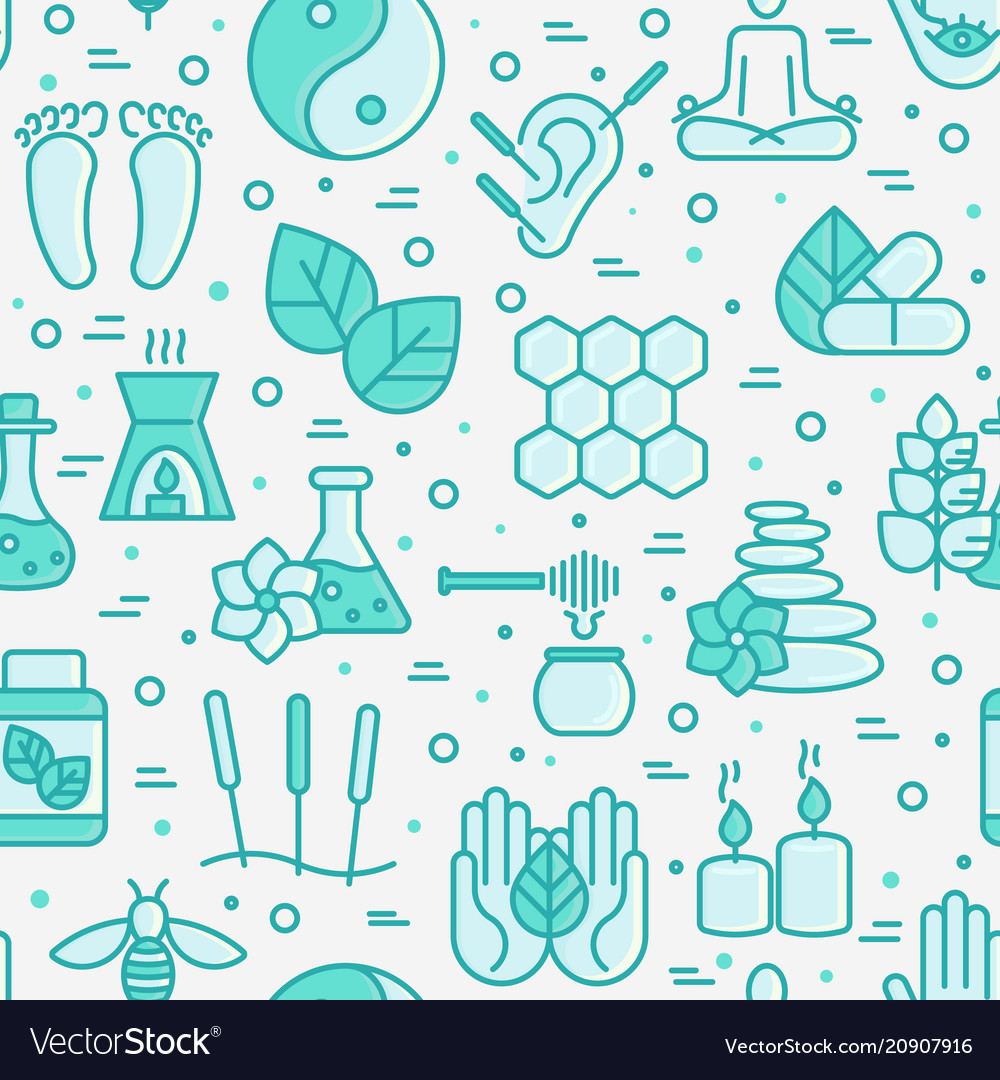 Alternative medicine seamless pattern vector image Alternative medicine seamless pattern