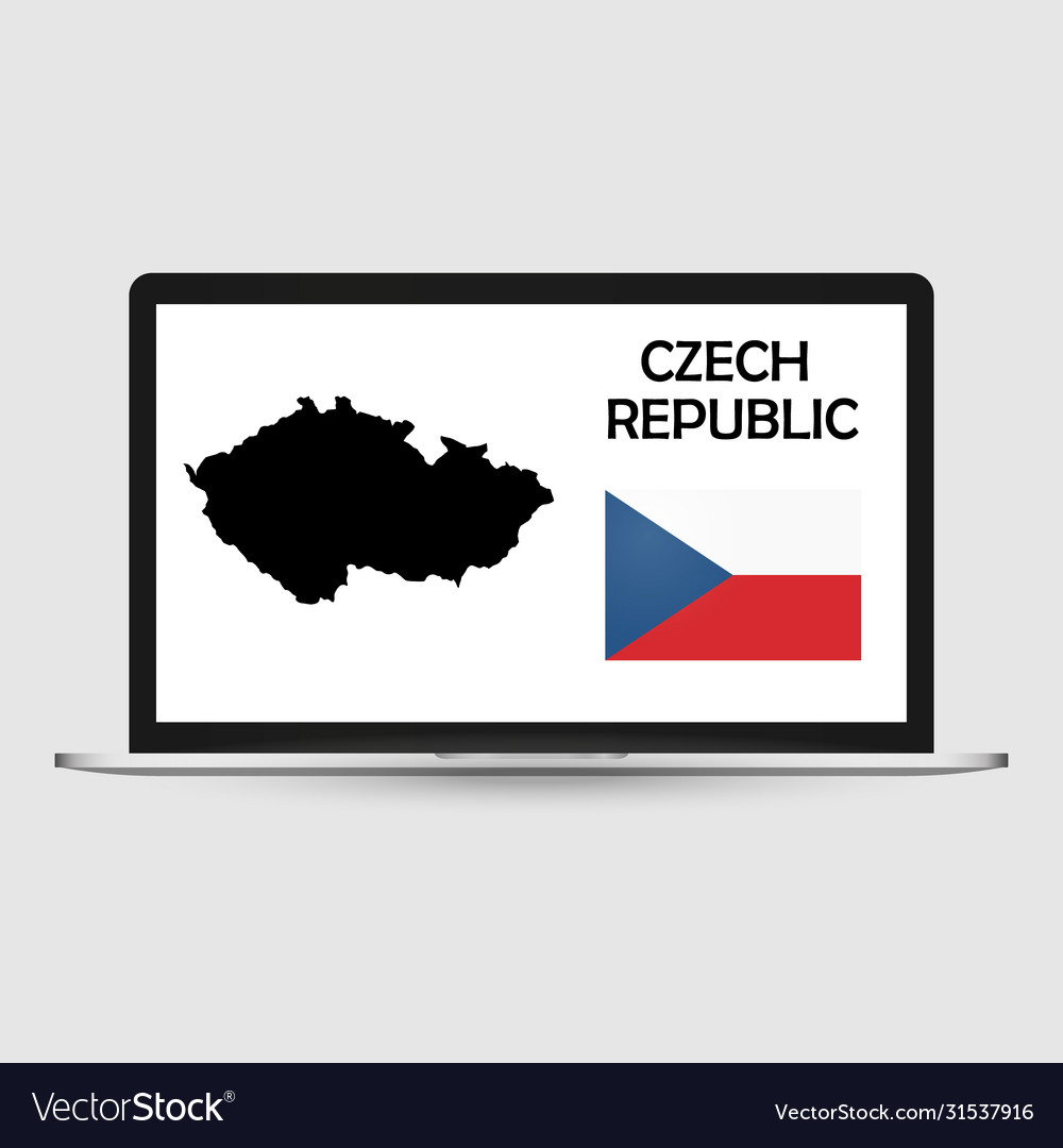 Computer monitor with a flag and map country vector image Computer monitor with a flag and map country
