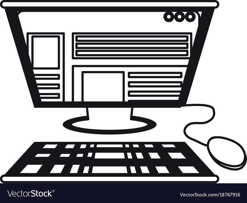 Computer with keyboard and mouse icon