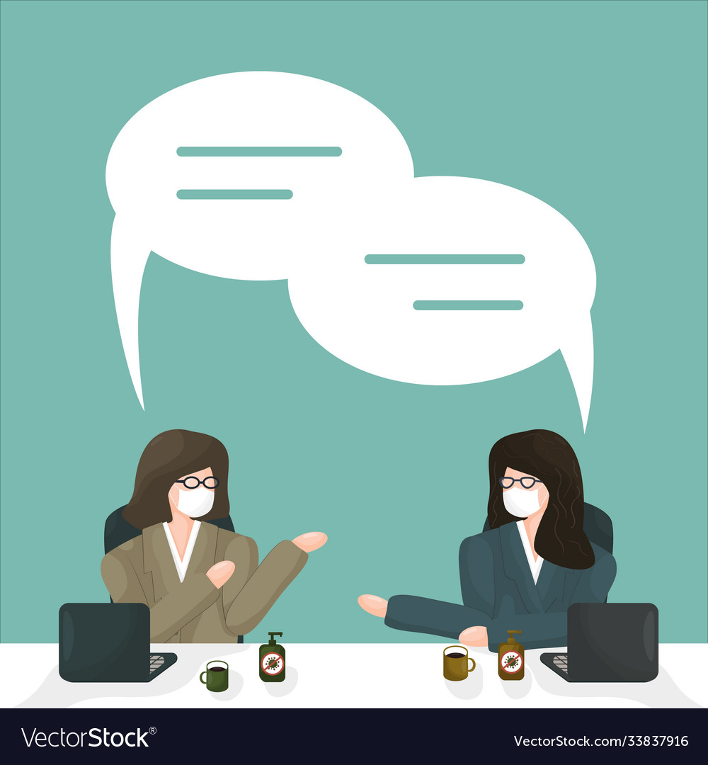 Employees in office jackets dialogue Royalty Free Vector