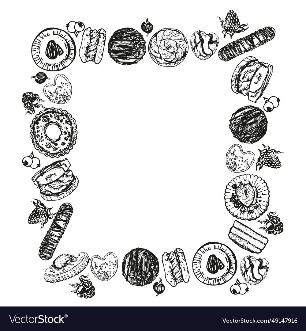 Frame with a cookie in the form of heart Vector Image Frame with a cookie in the form of heart