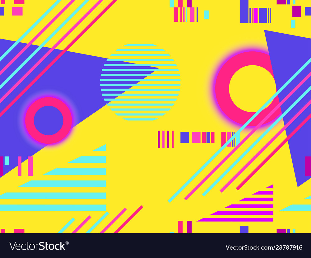 Geometric seamless pattern with memphis elements vector image Geometric seamless pattern with memphis elements