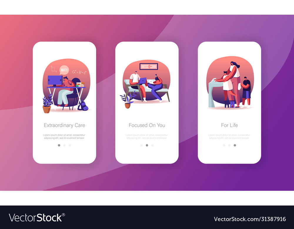 Home quarantine mobile app page onboard screen Vector Image