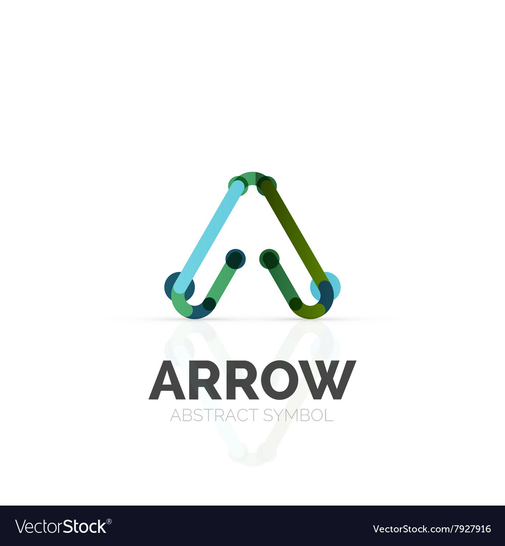 Linear arrow abstract logo connected multicolored