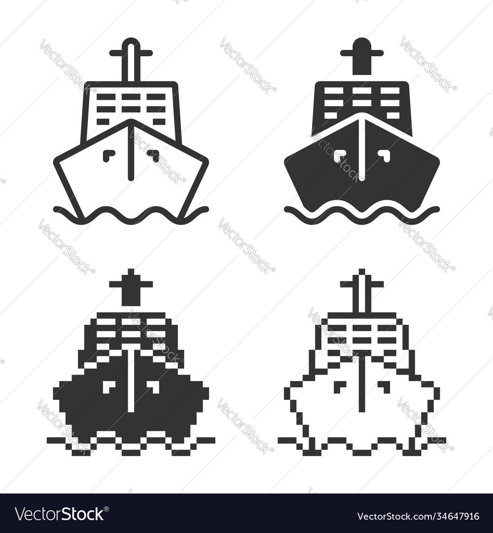 Monochromatic ship icon in different variants