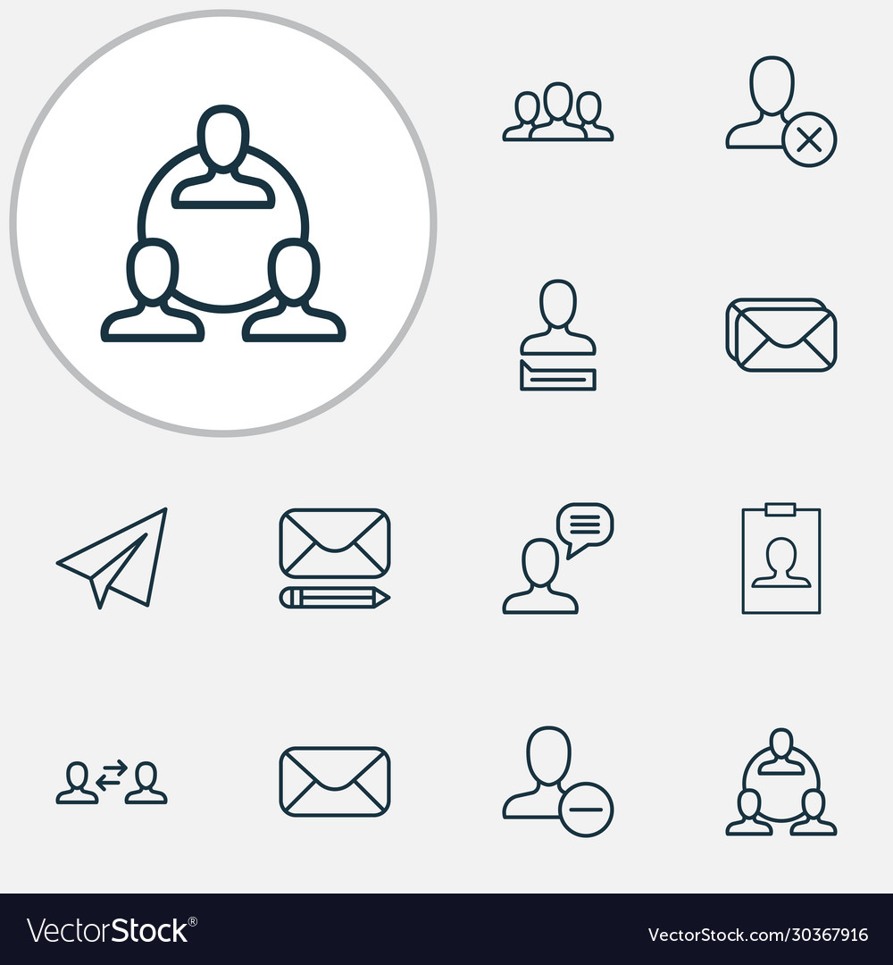 Network icons set with block group chatting