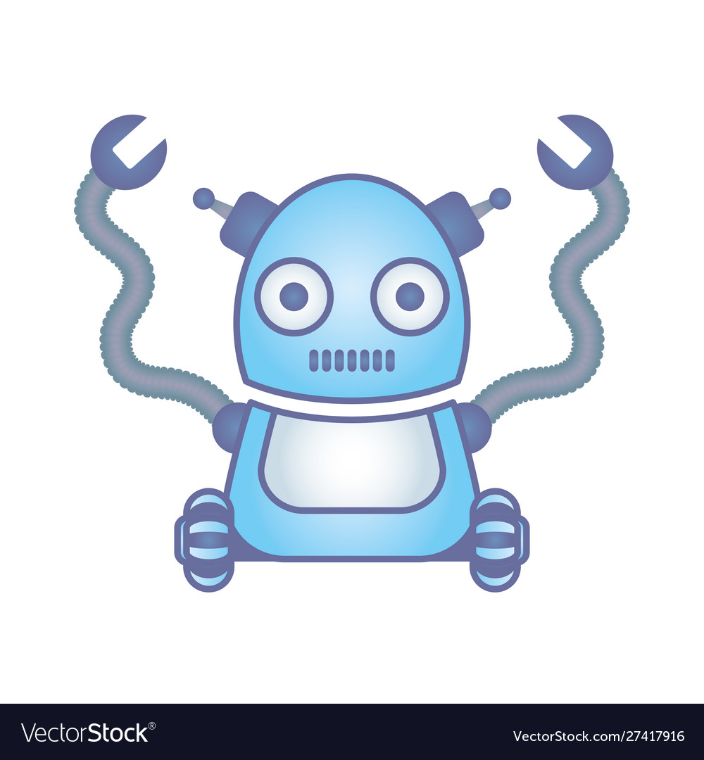 Robot with wheels cyborg isolated icon