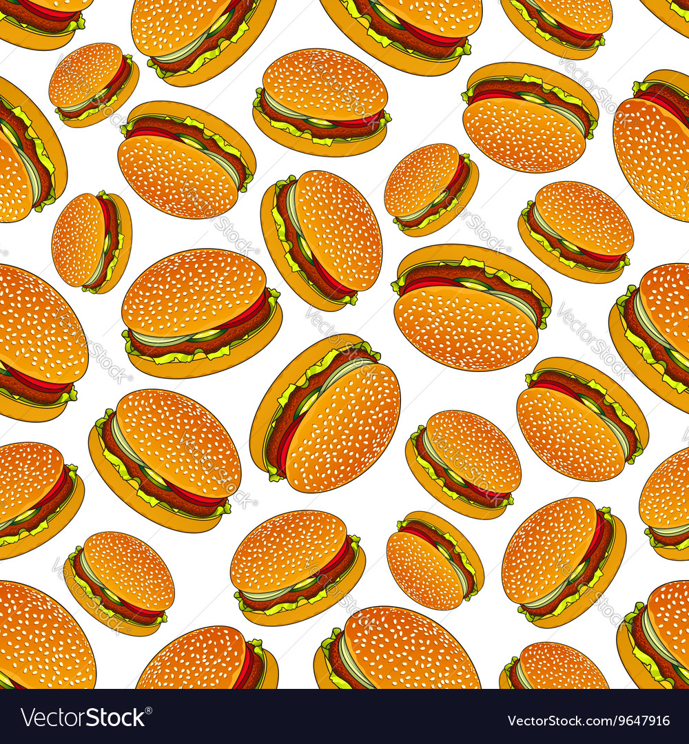 Seamless pattern of hamburgers with pickles Vector Image