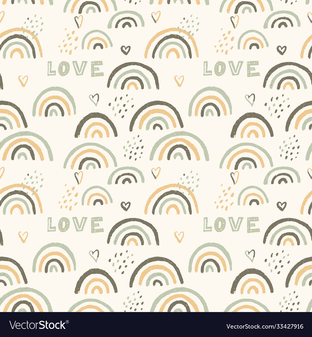 Seamless pattern with hand drawn rainbows vector image Seamless pattern with hand drawn rainbows