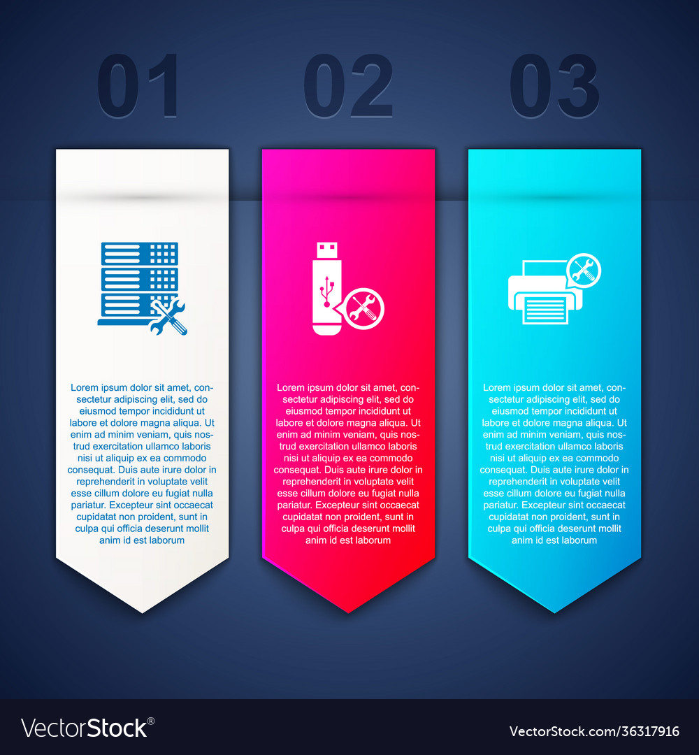 Set database server service usb flash drive vector image Set database server service usb flash drive