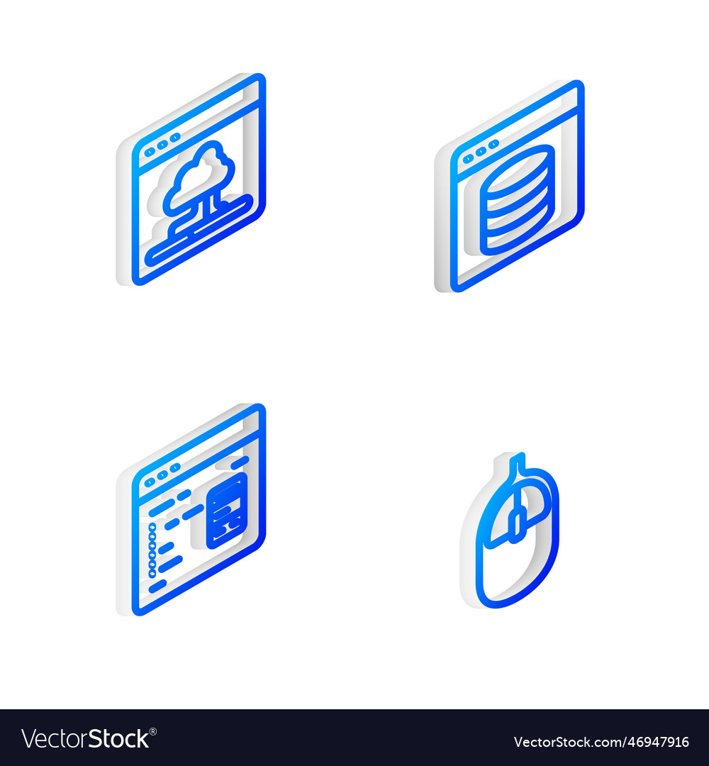 Legen Sie isometrische Zeilenserver-Datenwebhosting vector image Legen Sie isometrische Zeilenserver-Datenwebhosting