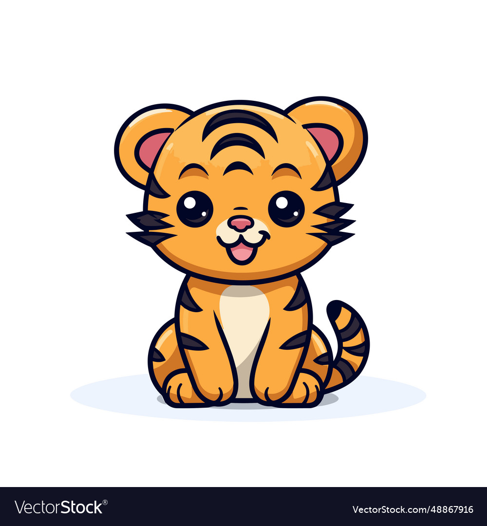 Tiger hand-drawn comic cute doodle style Vector Image