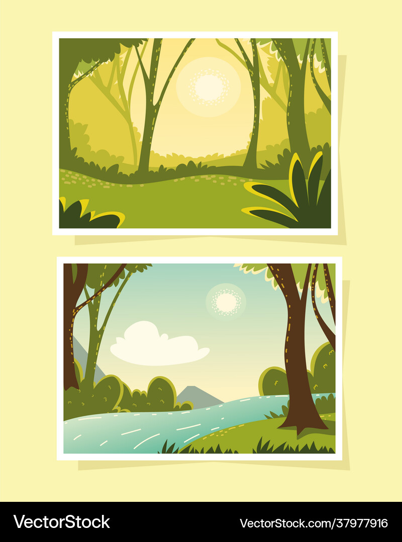 Two scenes forest Royalty Free Vector Image - VectorStock