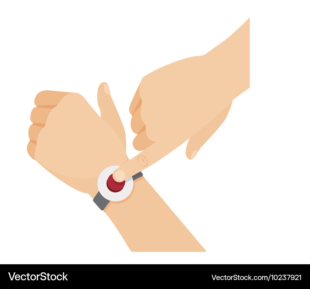 Alert button on wrist Royalty Free Vector Image