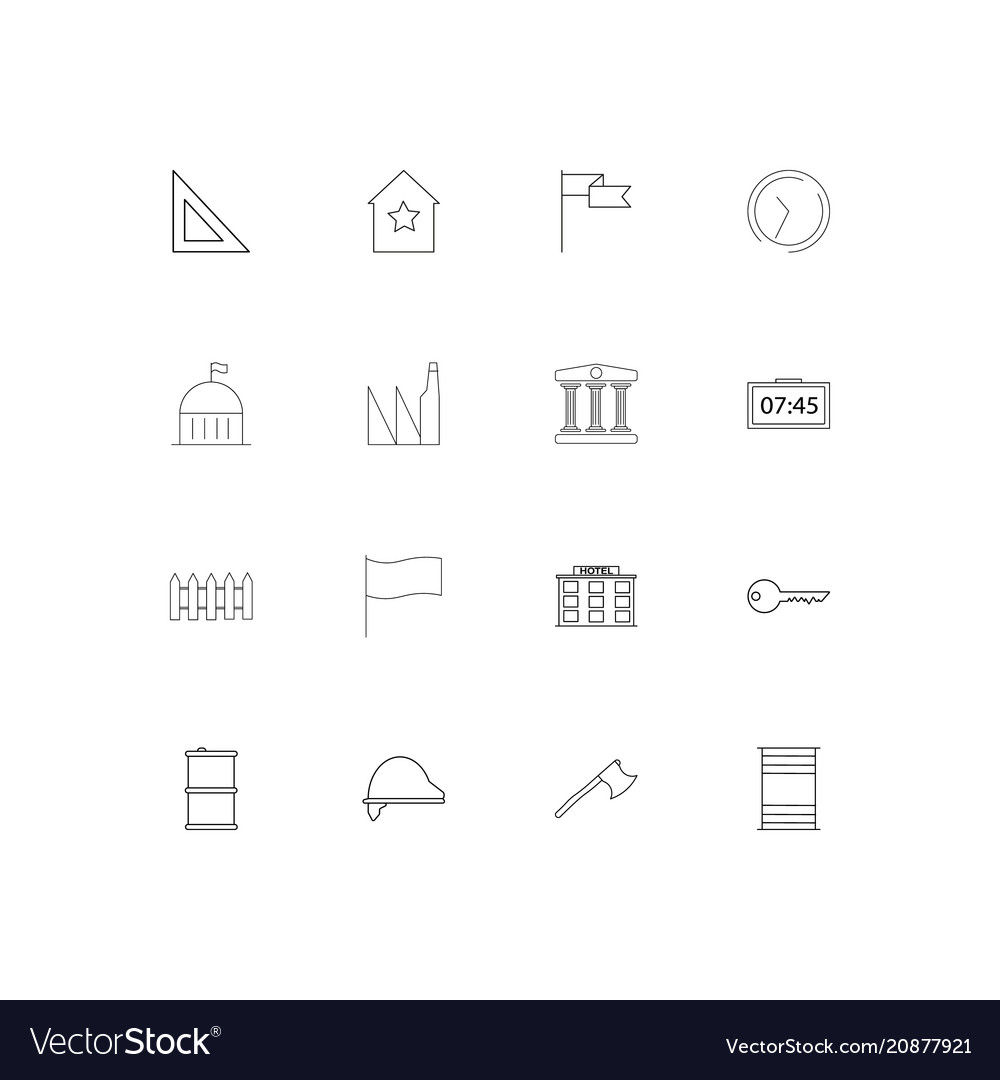 Buildings and constructions linear thin icons set