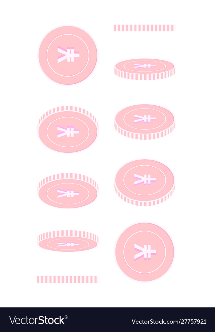Chinese yuan rotating coins set animation ready