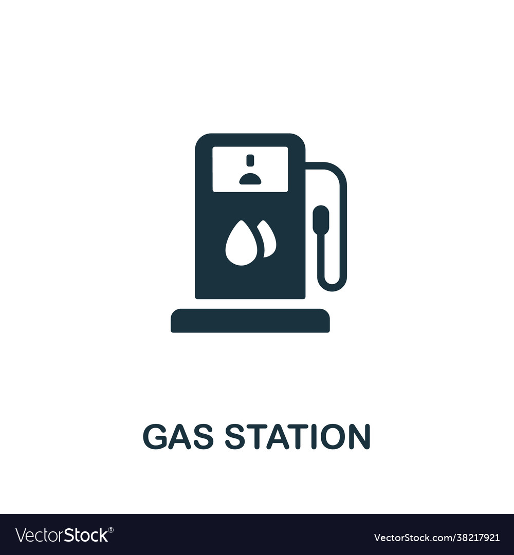 Gas station icon monochrome simple element from vector image Gas station icon monochrome simple element from