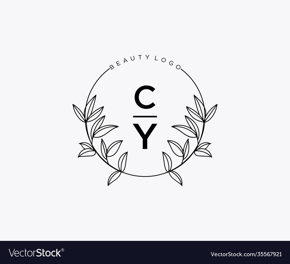 Initial Cy Letters Beautiful Floral Feminine Vector Image