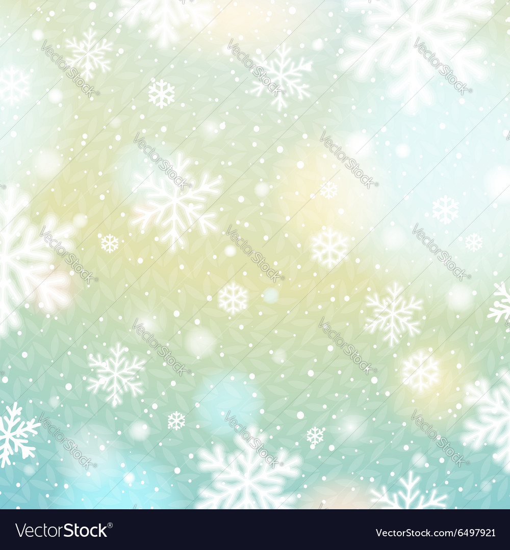 Light background with bokeh and blurred snowflakes