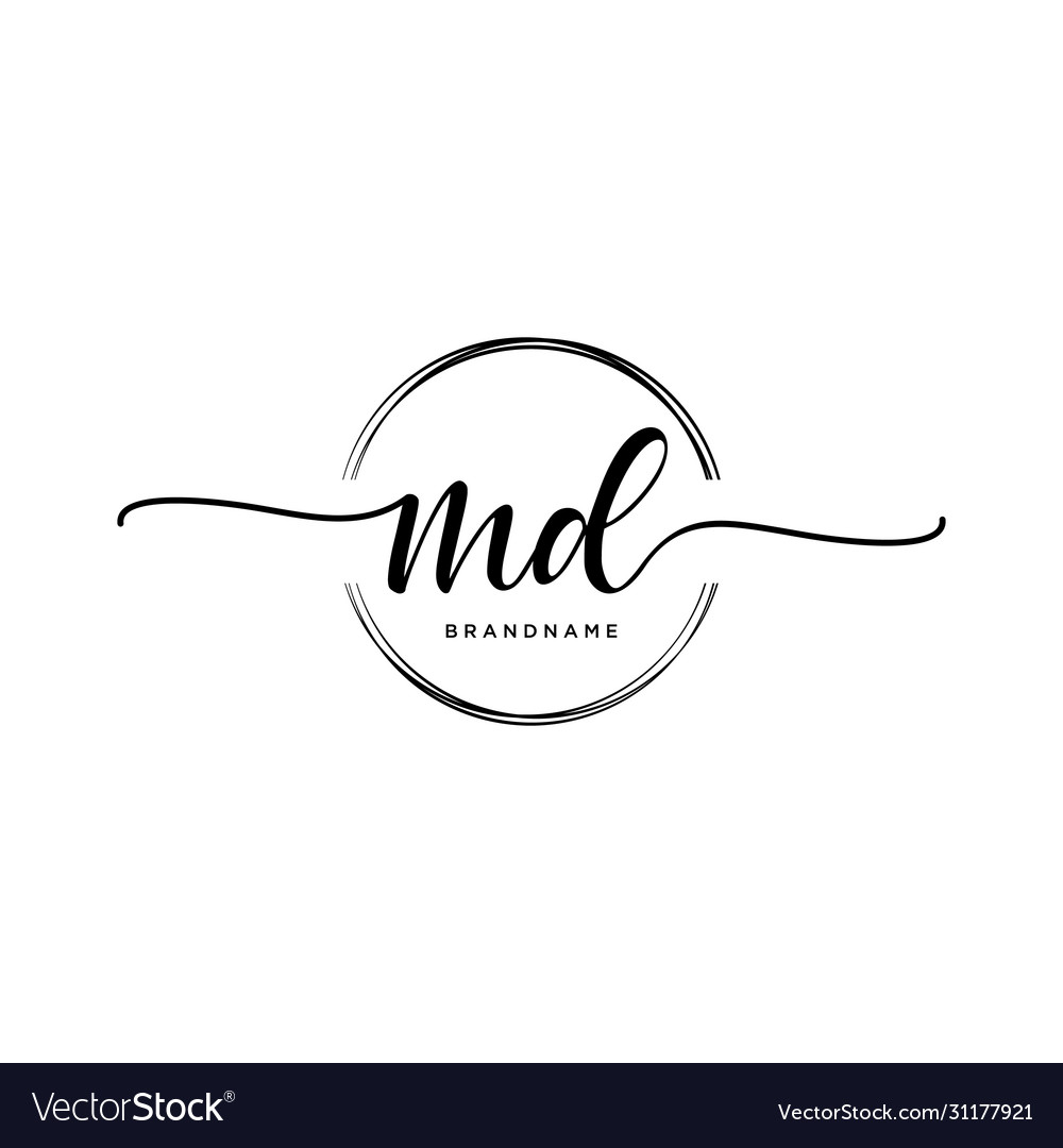 MD Initial Monogram Logo - Script & Circle