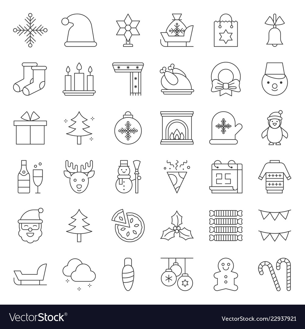 Merry christmas theme set such as snowman santa vector image Merry christmas theme set such as snowman santa