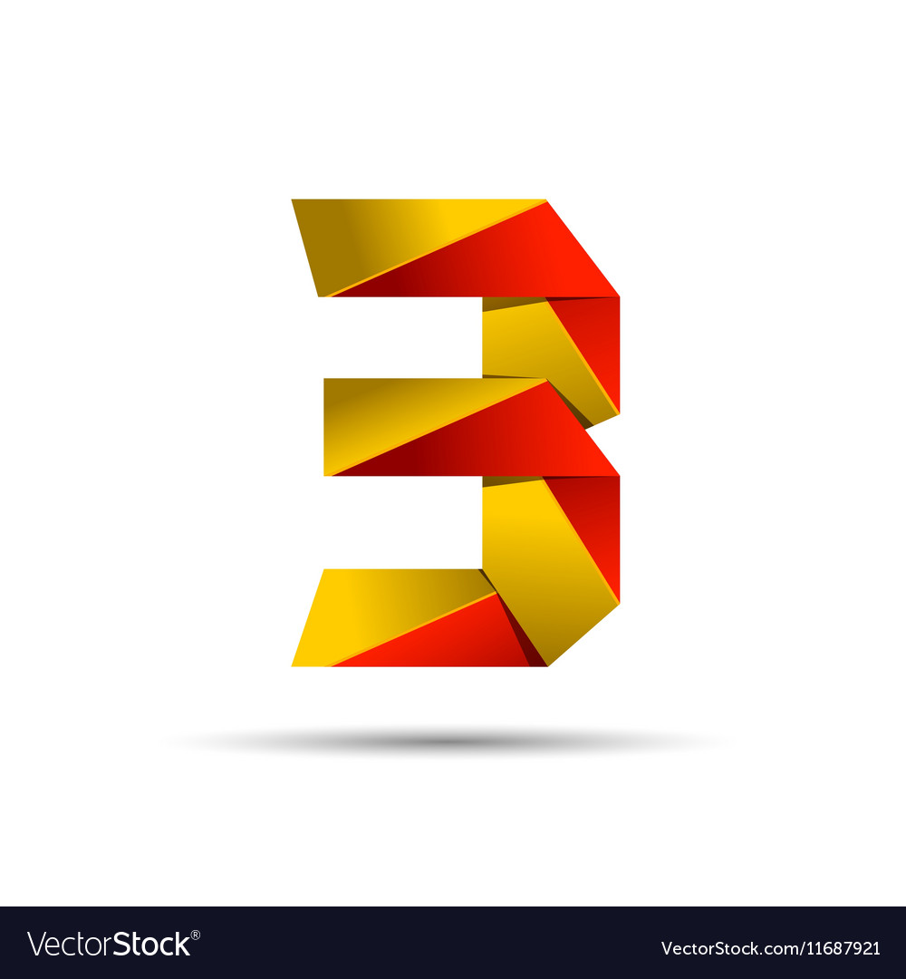 Number three 3 icon design template elements 3d