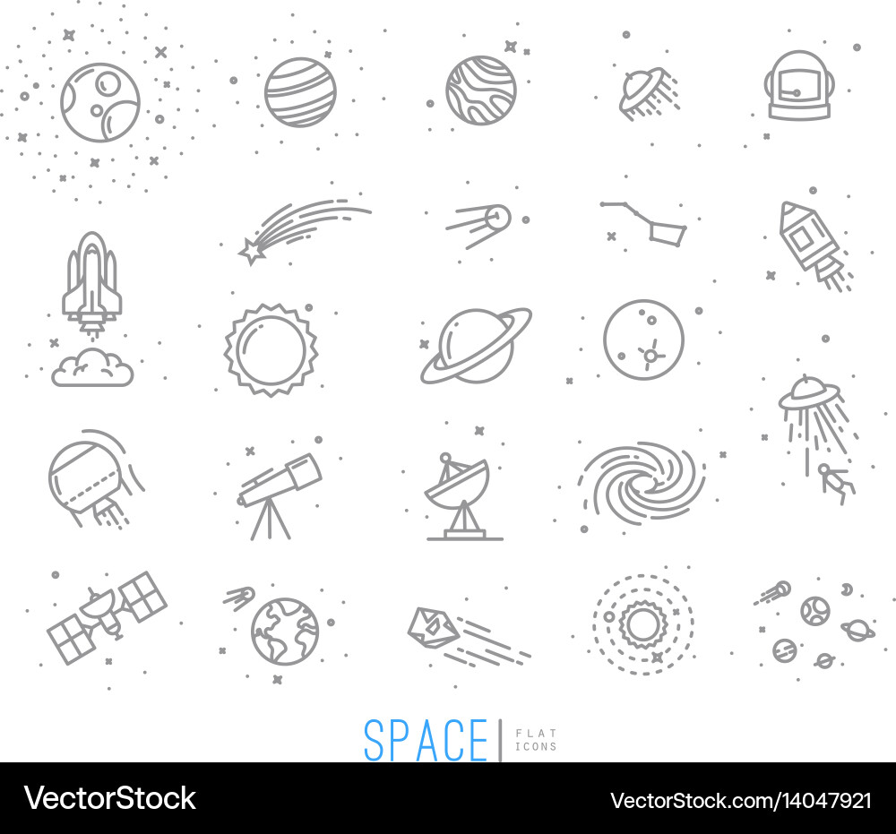 Space flat icons Royalty Free Vector Image - VectorStock