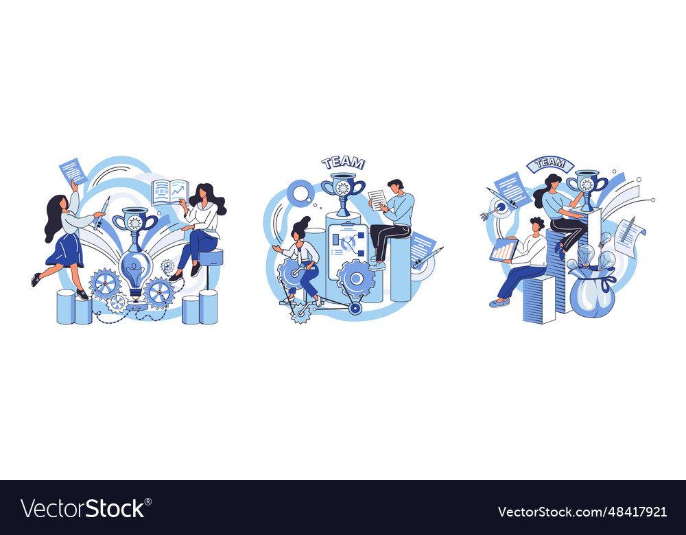 Team solving problems support of help to solve vector image Team solving problems support of help to solve