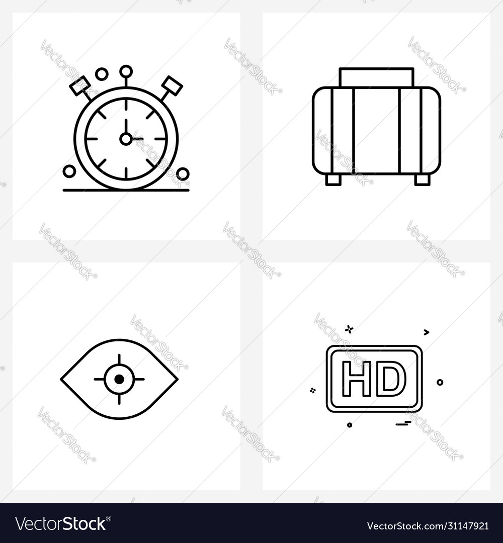 Ui set 4 basic line icons chronometer goal